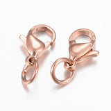 304 Stainless Steel Lobster Claw Clasps, Parrot Trigger Clasps, Rose Gold, 12x7.5x3.5mm, Hole: 4mm, 10pc/Set