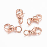 304 Stainless Steel Lobster Claw Clasps, Parrot Trigger Clasps, Rose Gold, 12x7.5x3.5mm, Hole: 4mm, 10pc/Set