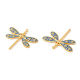 304 Stainless Steel Enamel Pendants, Real 18K Gold Plated, Dragonfly Charm, Steel Blue, 24x27x2mm, Hole: 1.4mm