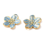 304 Stainless Steel Enamel Pendants, Real 18K Gold Plated, Flower Charm, Light Sky Blue, 24.5x22.5x2.5mm, Hole: 2.5mm, 2pc/Set