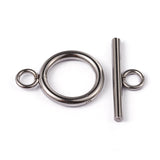 304 Stainless Steel Ring Toggle Clasps, Stainless Steel Color, Ring: 19x14x2mm, Bar: 20x7x2mm, Hole: 3mm, 5Sets/Pack