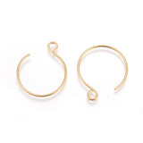 Ion Plating(IP) 304 Stainless Steel Earring Hooks, with Horizontal Loop, for Jewelry Making and Earring Repair, Golden, 22x18mm, Hole: 2.5mm, Pin: 0.8mm, 10pc/Set