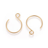 Ion Plating(IP) 304 Stainless Steel Earring Hooks, with Horizontal Loop, Real 18K Gold Plated, 18.5x14mm, Hole: 2.5mm, Pin: 0.8mm, 10pc/Set