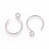 Tarnish Resistant 304 Stainless Steel Earring Hooks, Ear Wire, with Horizontal Loop, Stainless Steel Color, 16x14mm, Hole: 2.5mm, Pin: 0.8mm, 10pc/Set