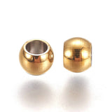 304 Stainless Steel Spacer Beads, Round, Golden, 4x3mm, Hole: 2mm, 50pcs/Set