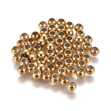 304 Stainless Steel Spacer Beads, Round, Golden, 4x3mm, Hole: 2mm, 50pcs/Set