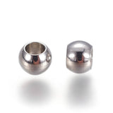 Tarnish Resistant 304 Stainless Steel Spacer Beads, Round, Stainless Steel Color, 4x3mm, Hole: 2mm, 100pc/Set