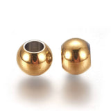 Ion Plating(IP) 304 Stainless Steel Spacer Beads, Round, Golden, 6x5mm, Hole: 3mm, 20pcs/Set