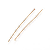 304 Stainless Steel Flat Head Pins, Real 24K Gold Plated, 22 Gauge, 35x0.6mm, Head: 1.4mm, 50pc/Set