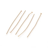 304 Stainless Steel Flat Head Pins, Real 24K Gold Plated, 22 Gauge, 35x0.6mm, Head: 1.4mm, 50pc/Set