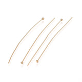 304 Stainless Steel Ball Head Pins, for DIY Beading Charm Making, Real 24K Gold Plated, 50x0.6mm, 22 Gauge, Head: 1.8mm, 20pcs/Set