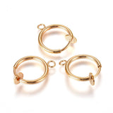 304 Stainless Steel Clip-on Earring Findings, For Non-pierced Ears, with Loop & Spring Findings, Golden, 17x13x4.5mm, Hole: 1.8mm, 5pc/Set