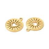 Ion Plating(IP) 304 Stainless Steel Pendants, Flat Round with Hollow Out Heart Charms, Real 18K Gold Plated, 18x14.5x1.5mm, Hole: 1.5mm, 2pc/Set