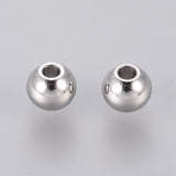 Tarnish Resistant 304 Stainless Steel Smooth Round Spacer Beads, Stainless Steel Color, 4x3mm, Hole: 1.2mm, 20pc/Set