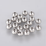 Tarnish Resistant 304 Stainless Steel Smooth Round Spacer Beads, Stainless Steel Color, 4x3mm, Hole: 1.2mm, 20pc/Set