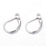 Tarnish Resistant 304 Stainless Steel Leverback Earring Findings, with Loop, Stainless Steel Color, 16x10.5x2mm, Hole: 1.5mm, Pin: 1mm, 20pc/Set