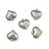 Tarnish Resistant Stainless Steel Pendants, Puffed Heart, Stainless Steel Color, 17x16x6mm, Hole: 1mm, 20pc/Set