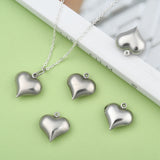 Tarnish Resistant Stainless Steel Pendants, Puffed Heart, Stainless Steel Color, 17x16x6mm, Hole: 1mm, 20pc/Set