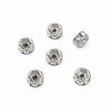 316 Surgical Stainless Steel Spacer Beads, with Rhinestone, Rondelle, Stainless Steel Color, 6x3mm, Hole: 1mm, 10pc/Set