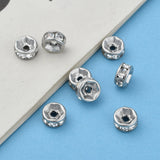 316 Surgical Stainless Steel Spacer Beads, with Rhinestone, Rondelle, Stainless Steel Color, 6x3mm, Hole: 1mm, 10pc/Set