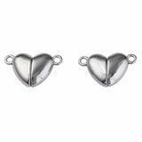 Non-Tarnish 304 Stainless Steel Magnetic Clasps, Heart, Stainless Steel Color, 11x17x5mm, Hole: 1.5mm, 2Set/Set