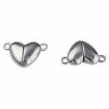 Non-Tarnish 304 Stainless Steel Magnetic Clasps, Heart, Stainless Steel Color, 11x17x5mm, Hole: 1.5mm, 2Set/Set