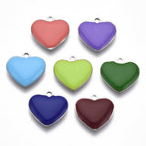 201 Stainless Steel Enamel Charms, Heart, Stainless Steel Color, Mixed Color, 13x13x2mm, Hole: 1.5mm, 5pc/Set