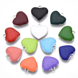 201 Stainless Steel Enamel Charms, Heart, Stainless Steel Color, Mixed Color, 13x13x2mm, Hole: 1.5mm, 5pc/Set