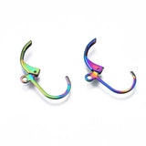 304 Stainless Steel Leverback Earring Findings, Ear Wire, Cadmium Free & Nickel Free & Lead Free, Rainbow Color, 16x10.5mm, Hole: 1.5mm, Pin: 0.7mm, 10pc/Set