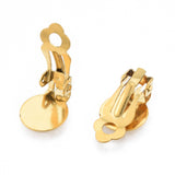 304 Stainless Steel Clip-on Earring Findings, Clip on Earring Pads, Flat Round, Golden, 18x10x7mm, Hole: 3mm, 10pcs/Set