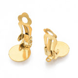 304 Stainless Steel Clip-on Earring Findings, Clip on Earring Pads, Flat Round, Golden, 18x10x7mm, Hole: 3mm, 10pcs/Set