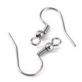 316 Surgical Stainless Steel Earring Hooks, with Horizontal Loop, for Jewelry Making and Earring Repair, Stainless Steel Color, 20.5x20x3mm, Hole: 2.5x2mm, Pin: 0.7mm, 10Pair/Set