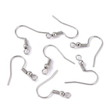 316 Surgical Stainless Steel Earring Hooks, with Horizontal Loop, for Jewelry Making and Earring Repair, Stainless Steel Color, 20.5x20x3mm, Hole: 2.5x2mm, Pin: 0.7mm, 10Pair/Set