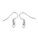 316 Surgical Stainless Steel Earring Hooks, with Horizontal Loop, for Jewelry Making and Earring Repair, Stainless Steel Color, 20.5x20x3mm, Hole: 2.5x2mm, Pin: 0.7mm, 10Pair/Set