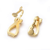 304 Stainless Steel Clip-on Earring Findings, with Round Flat Pad, Real 24K Gold Plated, 12x6x8.5mm, Hole: 1mm, 10pc/Set