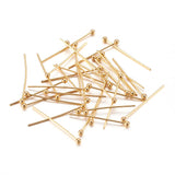 304 Stainless Steel Ball Head Pins, Real 24K Gold Plated, 22x0.6mm, 22 Gauge, Head: 2mm, 50pc/Set