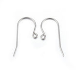 316L Titanium Steel Earring Hooks, Ear Wire, with Horizontal Loop, Stainless Steel Color, 16x27x0.8mm, Hole: 2mm, Pin: 0.8mm, 50pcs/Set