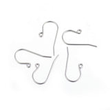 316L Titanium Steel Earring Hooks, Ear Wire, with Horizontal Loop, Stainless Steel Color, 16x27x0.8mm, Hole: 2mm, Pin: 0.8mm, 50pcs/Set