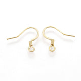 316 Surgical Stainless Steel French Earring Hooks, with Horizontal Loop, Flat Earring Hooks, Real 18K Gold Plated, 15x16mm, Hole: 2mm, 10pcs/Set