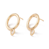 304 Stainless Steel Stud Earring Findings, with 316 Surgical Stainless Steel Pins and Horizontal Loops, Ring, Real 24K Gold Plated, 18x14mm, Hole: 3.2mm, Pin: 0.7mm, 10pc/Set