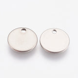 Tarnish Resistant Original Color Stamping Blank Tag Charms 304 Stainless Steel Flat Round Pendants, 10x0.6mm, Hole: 1.2mm, 20pc/Set