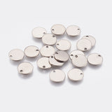 Tarnish Resistant Original Color Stamping Blank Tag Charms 304 Stainless Steel Flat Round Pendants, 10x0.6mm, Hole: 1.2mm, 20pc/Set