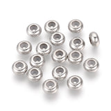 304 Stainless Steel Beads, with Rubber Inside, Slider Beads, Stopper Beads, Rondelle, Stainless Steel Color, 7x3.5mm, Rubber Hole: 1.6~2.5mm, 10pc/Set