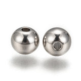 Tarnish Resistant Stainless Steel Beads, Solid Round, Stainless Steel Color, 6mm, Hole: 1.5mm, 50pc/Set