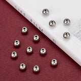 Tarnish Resistant Stainless Steel Beads, Solid Round, Stainless Steel Color, 6mm, Hole: 1.5mm, 50pc/Set