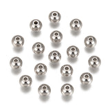 Tarnish Resistant Stainless Steel Beads, Solid Round, Stainless Steel Color, 6mm, Hole: 1.5mm, 50pc/Set