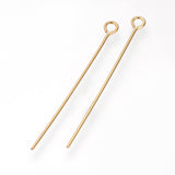 304 Stainless Steel Eye Pin, Golden, 30x0.7mm, Hole: 2mm, 50pc/Set