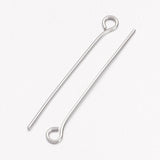 Tarnish Resistant 304 Stainless Steel Eye Pin, 30x0.7mm, Hole: 2mm, 200pc/Set