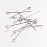 Tarnish Resistant 304 Stainless Steel Eye Pin, 30x0.7mm, Hole: 2mm, 200pc/Set