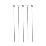 Tarnish Resistant 304 Stainless Steel Eye Pin, Stainless Steel Color, 65x0.7mm, Hole: 2mm, 100pc/Set